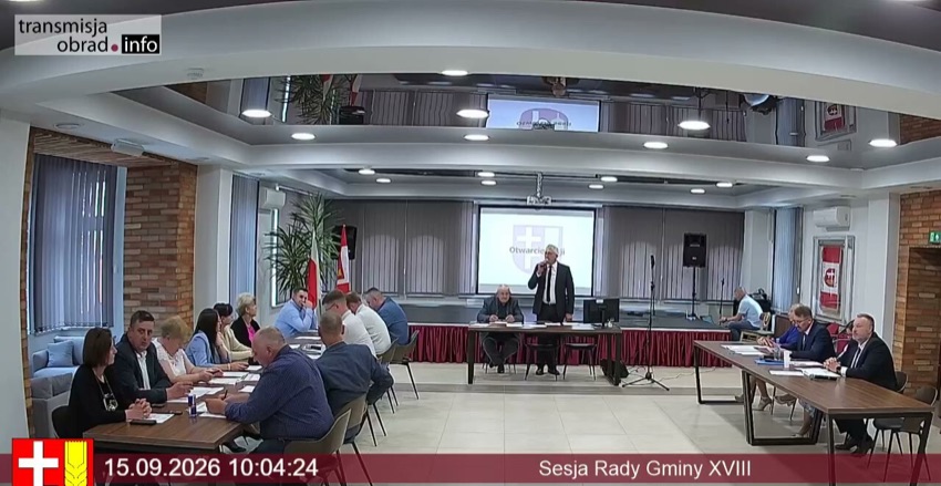 Kobylin-Borzymy: XVIII sesja Rady Gminy, kadr z transmisji obrad