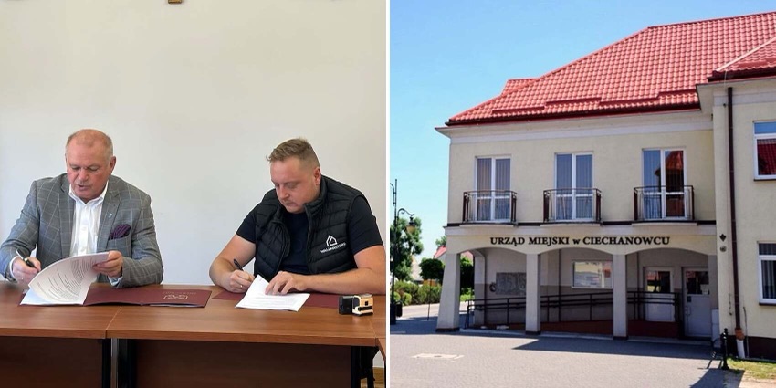 Podpisanie umowy na remont elewacji i budynek Urzędu Miejskiego w Ciechanowcu