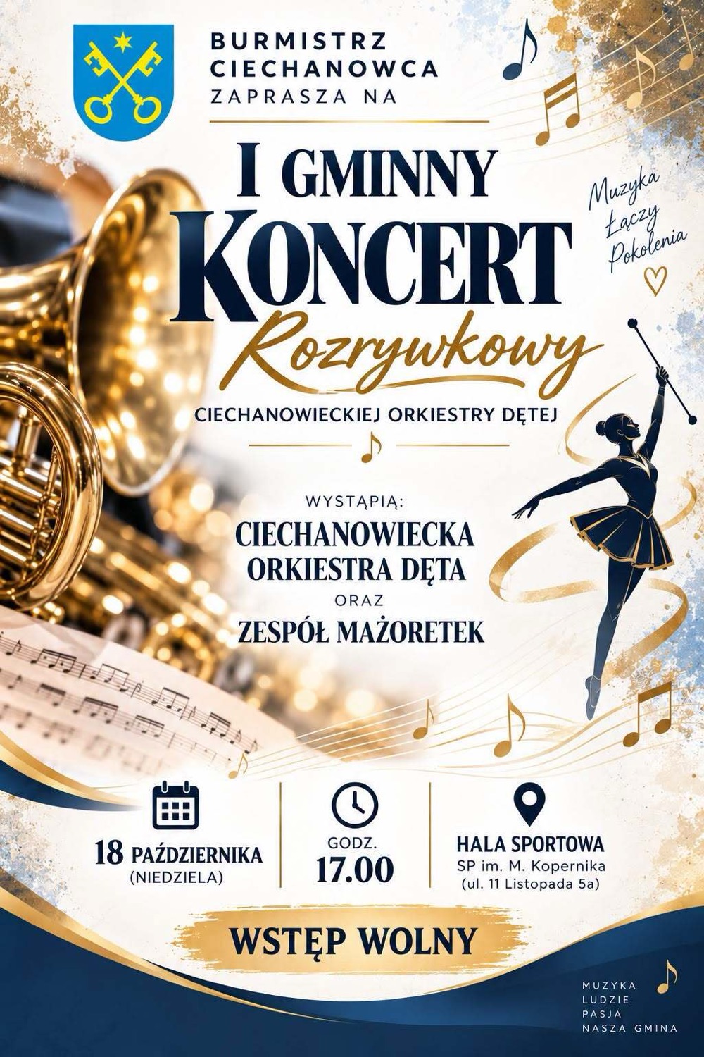 Plakat I Gminnego Koncertu Rozrywkowego Ciechanowieckiej Orkiestry Dętej, 18 października 2026