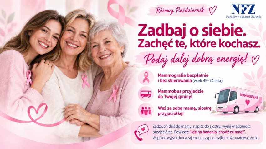 Różowy Październik - NFZ zachęca kobiety do bezpłatnej mammografii