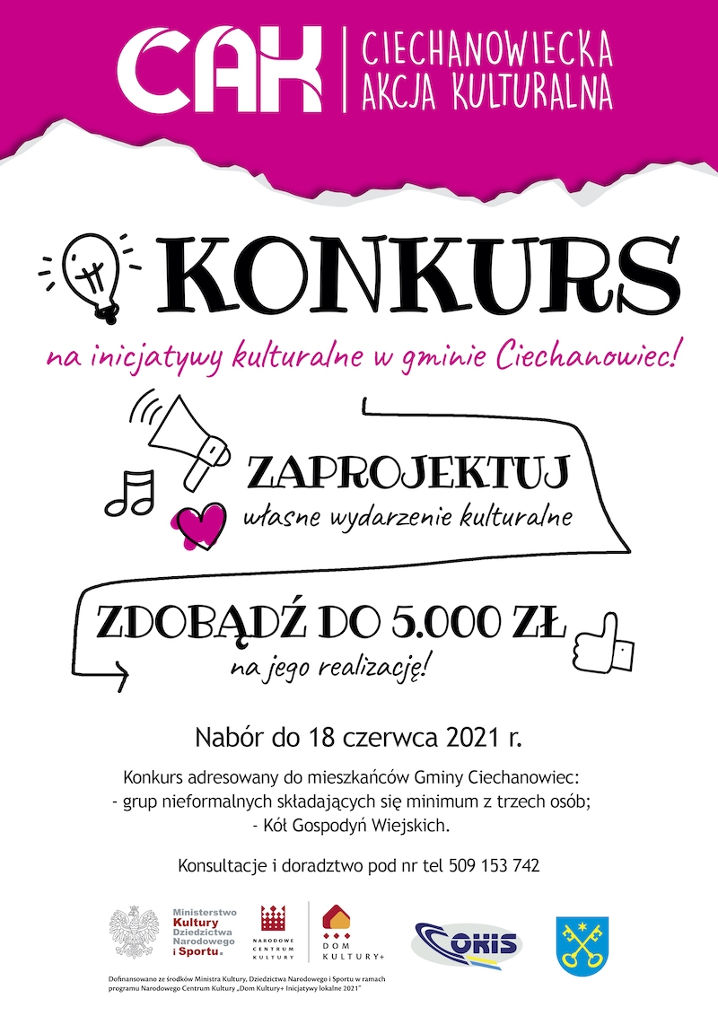 Ciechanowiecka Akcja Kulturalna – Konkurs na inicjatywy kulturalne w gminie Ciechanowiec