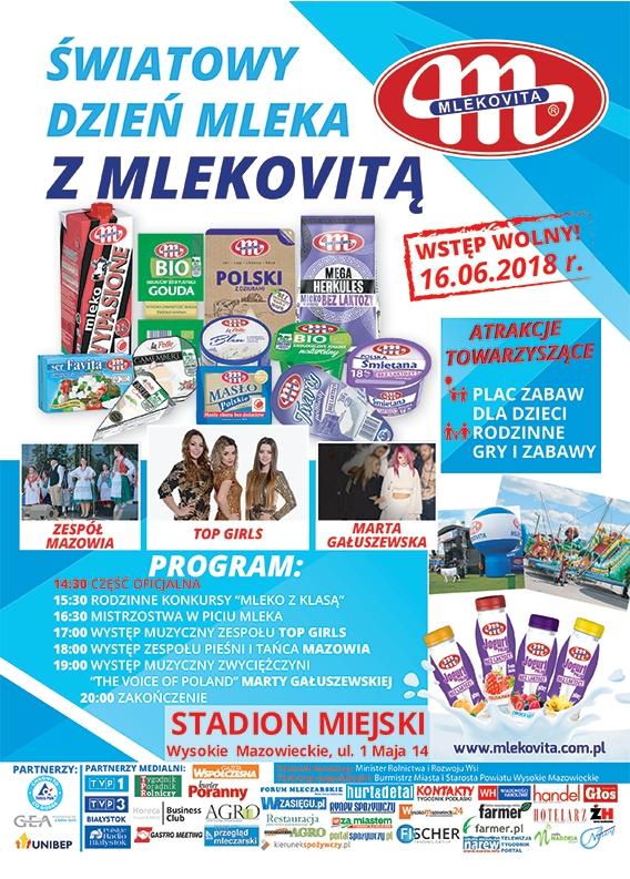 Wysokie Mazowieckie. Światowy Dzień Mleka z Mlekovitą [program]
