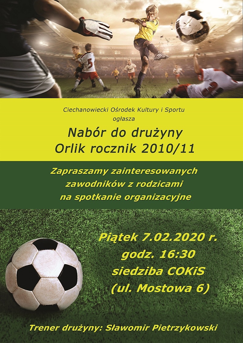 Ciechanowiec. Nabór do drużyny Orlik rocznik 2010/11