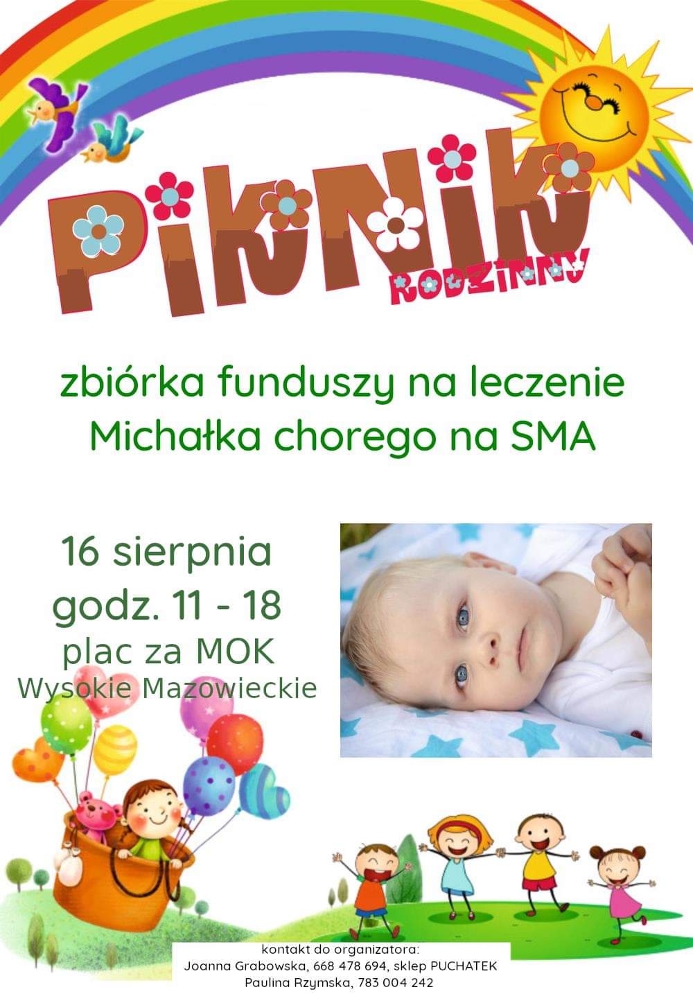 Wysokie Mazowieckie. Zaproszenie na Charytatywny Piknik Rodzinny. Pomagamy Michasiowi