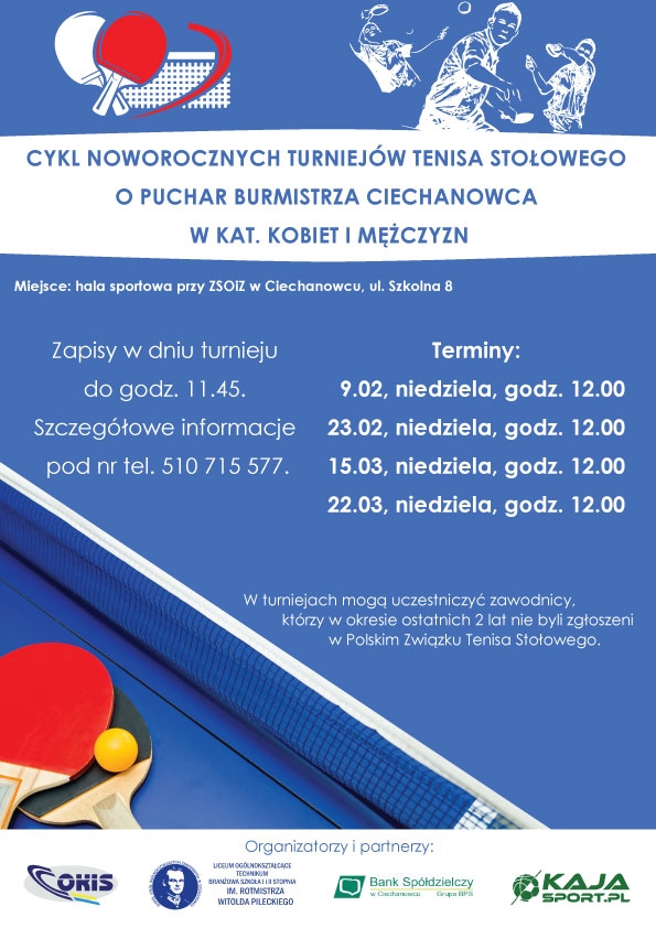 Ciechanowiec: Cykl Turniejów Tenisa Stołowego o Puchar Burmistrza Ciechanowca [ODWOŁANE]