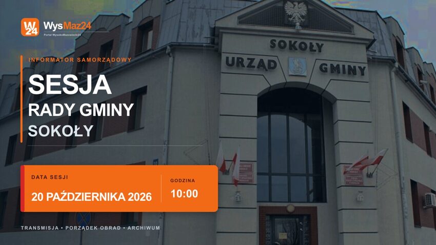 Urząd Gminy Sokoły - sesja Rady Gminy 20 października 2026, godz. 10:00
